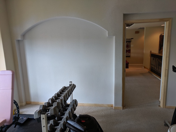 View from newly created exercise room to the hallway